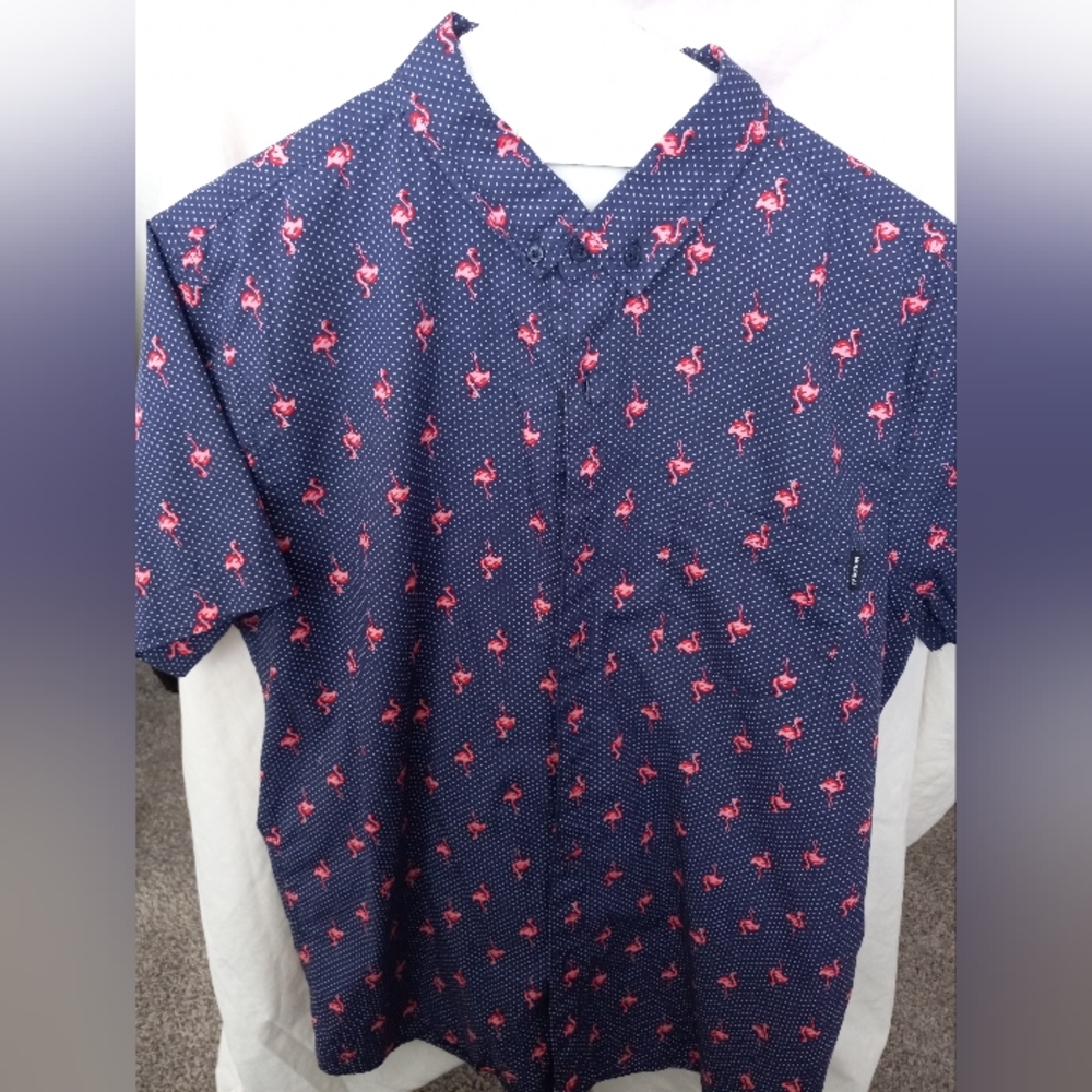 Men's Molokai Short-Sleeved Button Down Casual Blue and Pink Size L